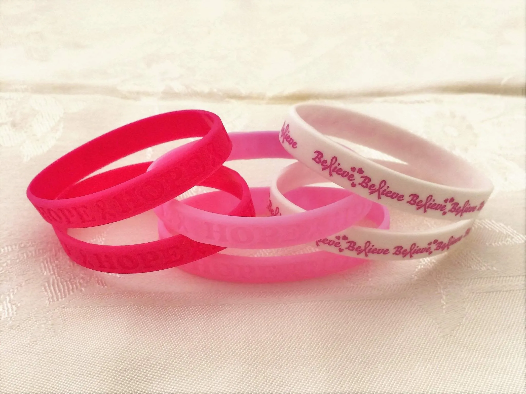 Breast Cancer Pink Ribbon Rubber Bracelet