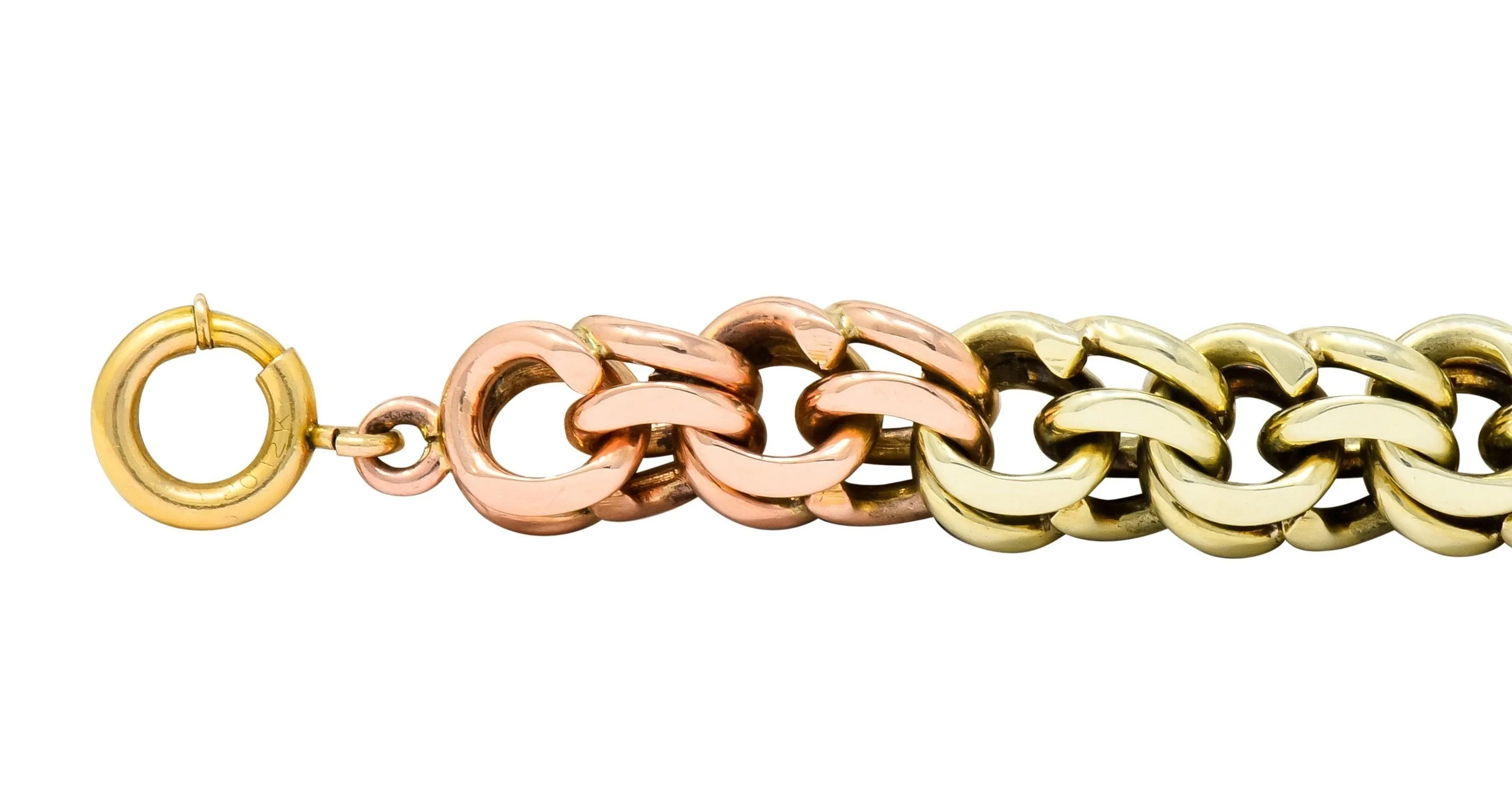 Cartier Retro 14 Karat Tri-Colored Gold Charm Bracelet