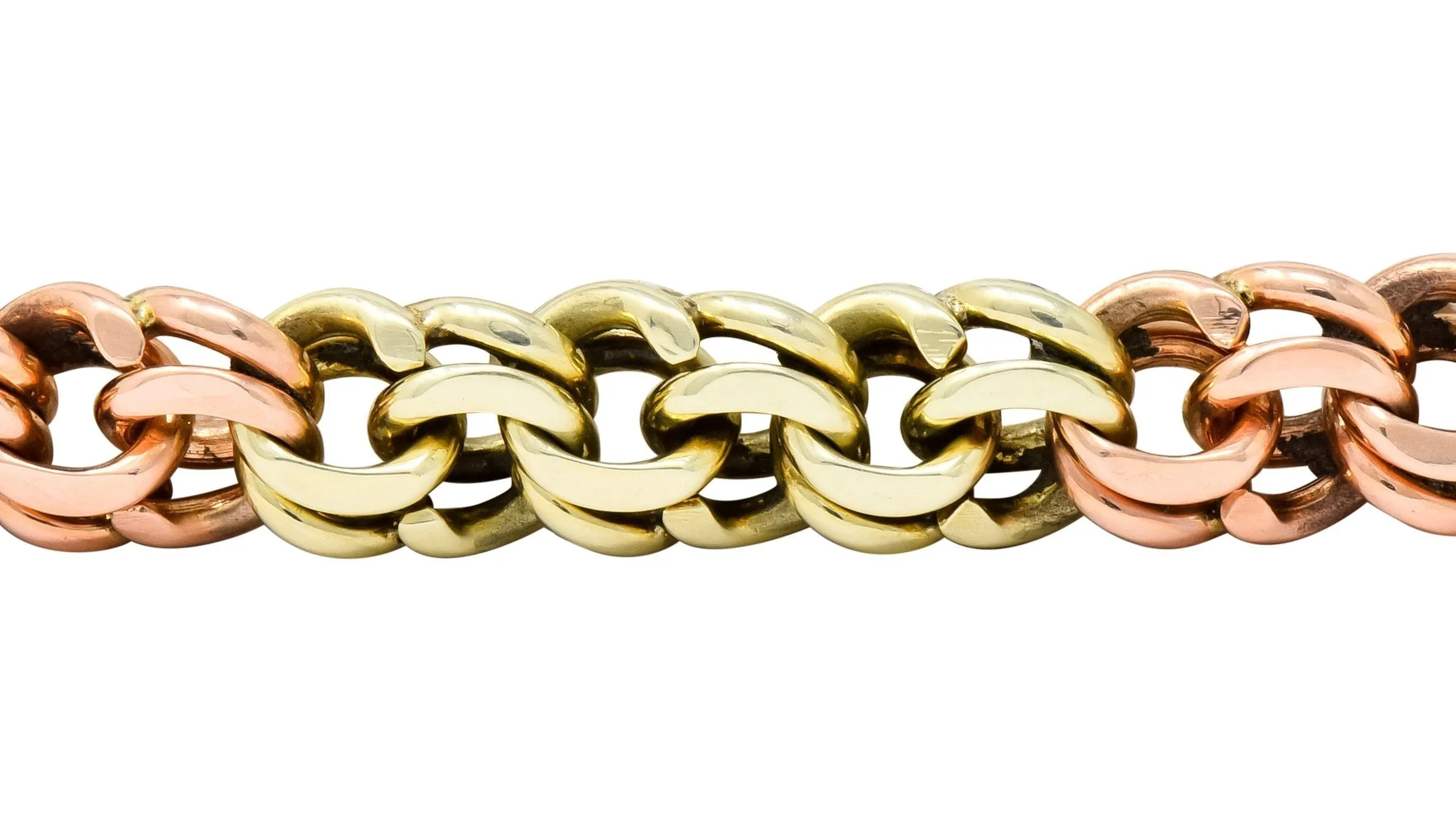 Cartier Retro 14 Karat Tri-Colored Gold Charm Bracelet