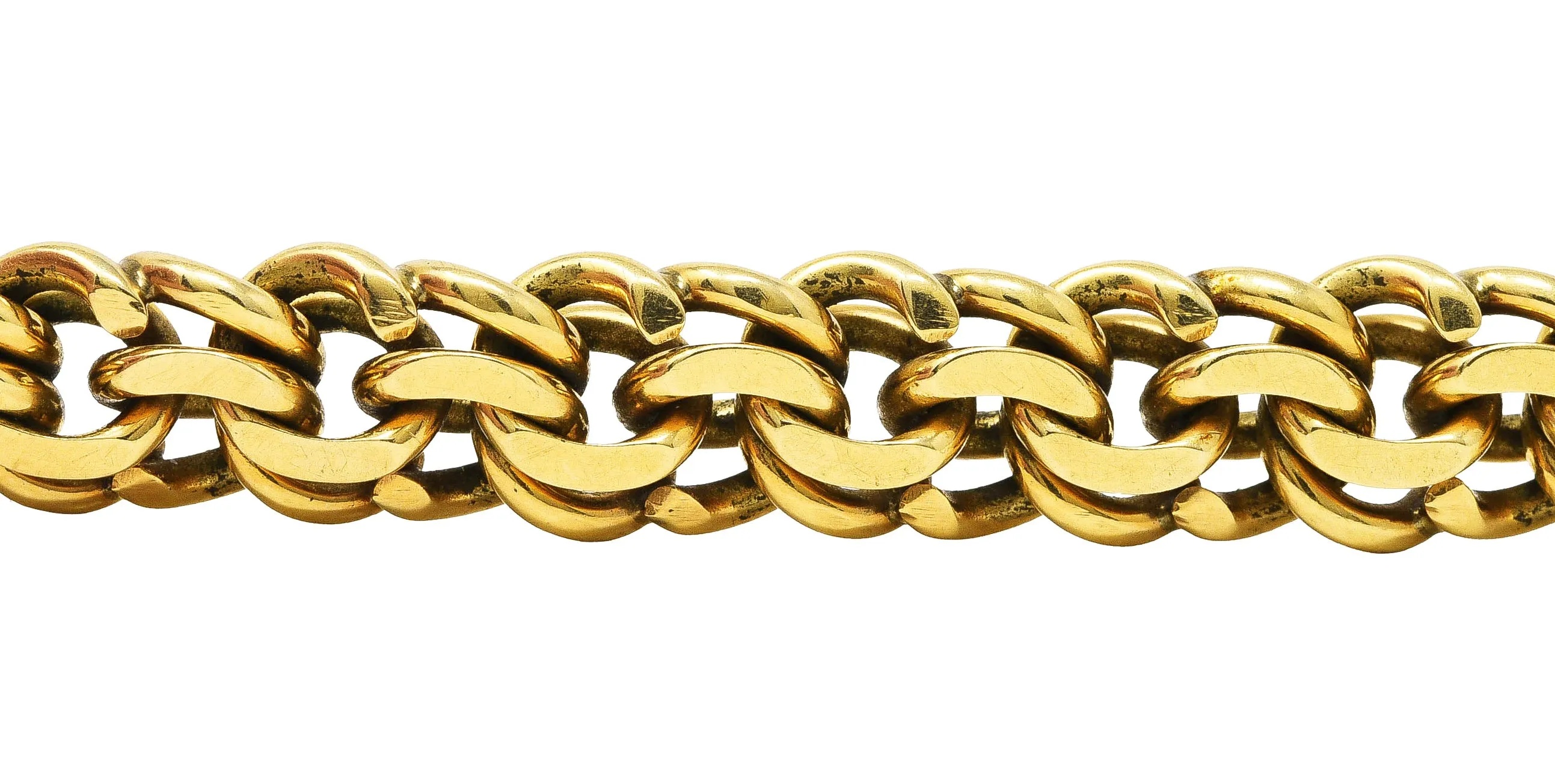 Cartier Retro 14 Karat Yellow Gold Double Curb Link Unisex Vintage Bracelet