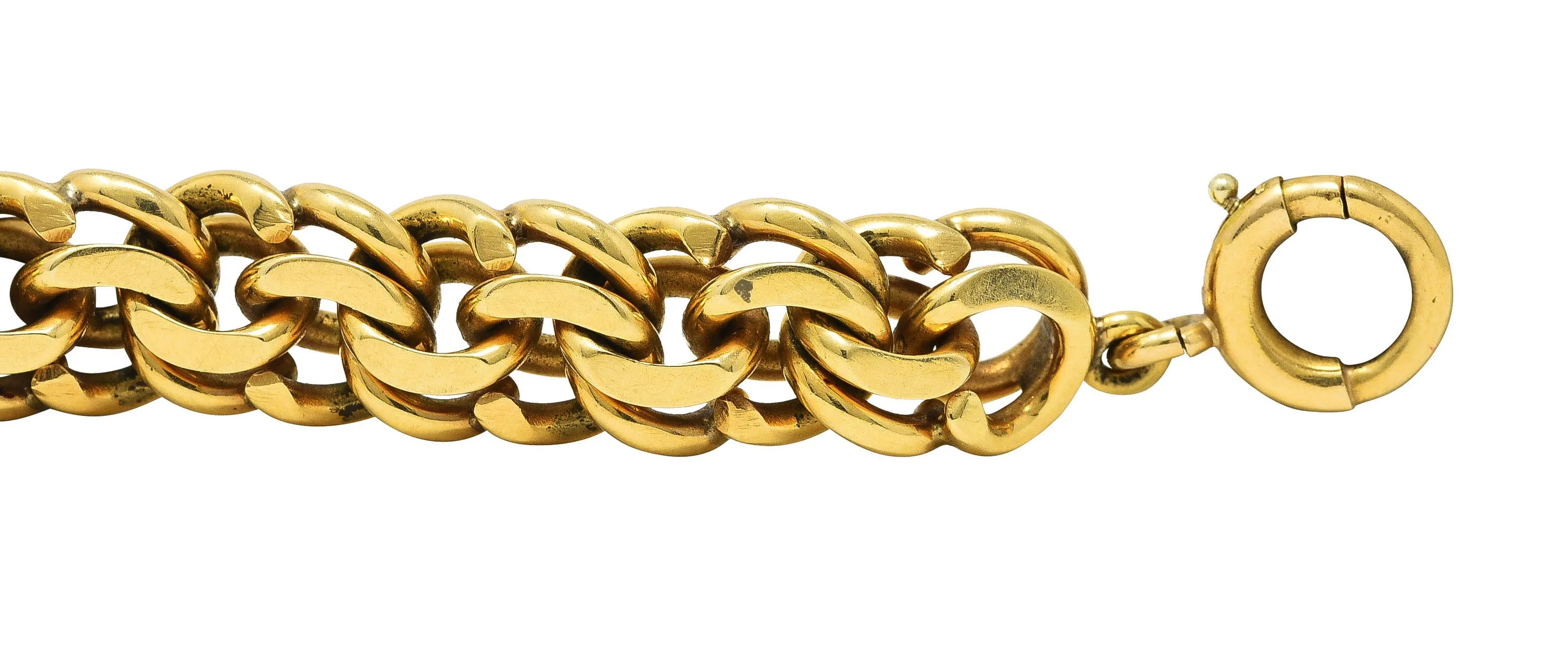 Cartier Retro 14 Karat Yellow Gold Double Curb Link Unisex Vintage Bracelet