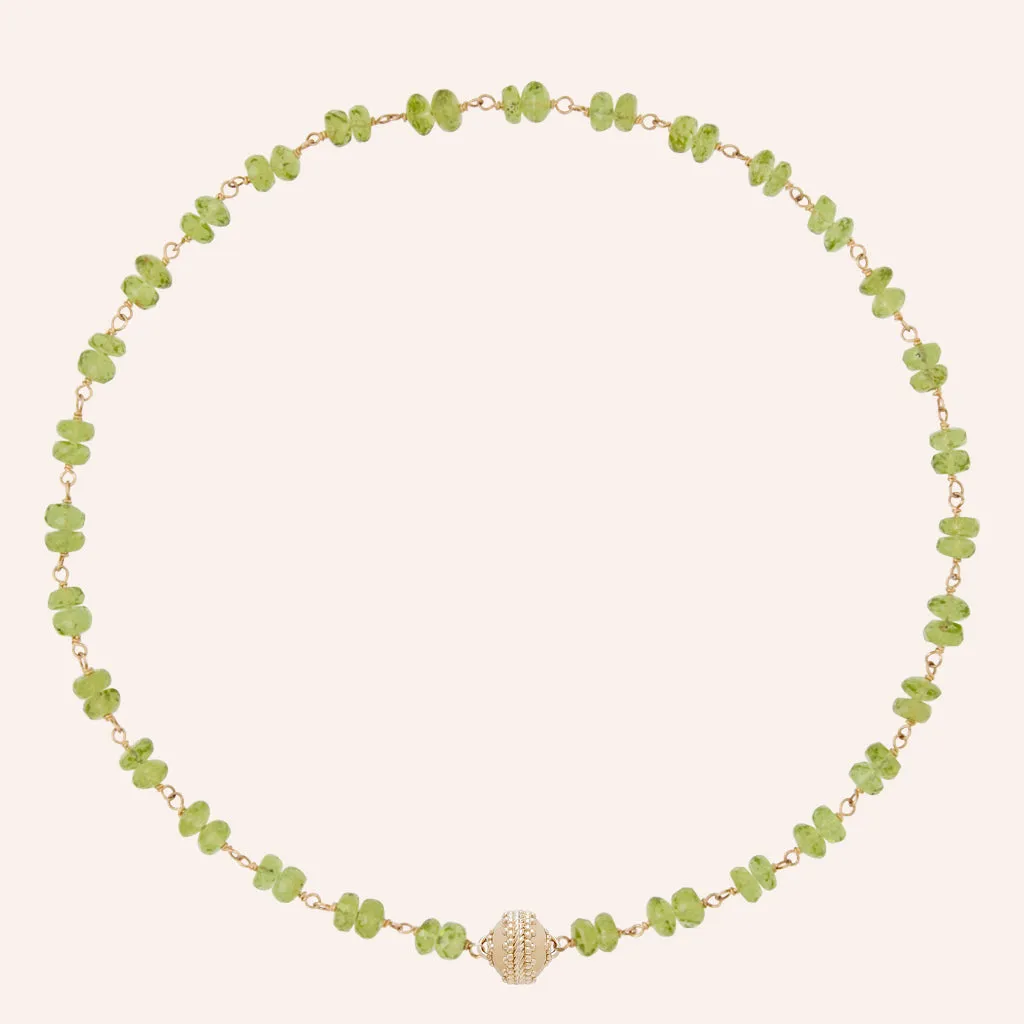 Caspian Peridot 6mm Rondelle Mini Necklace