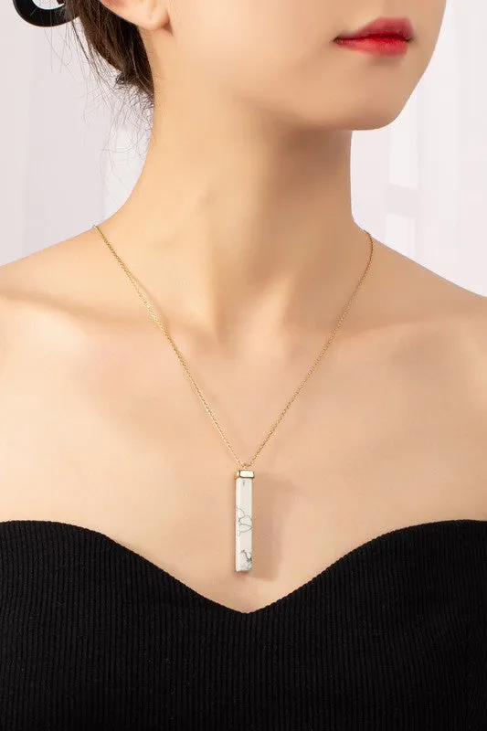 Crush Long Bar Stone Pendant Necklace