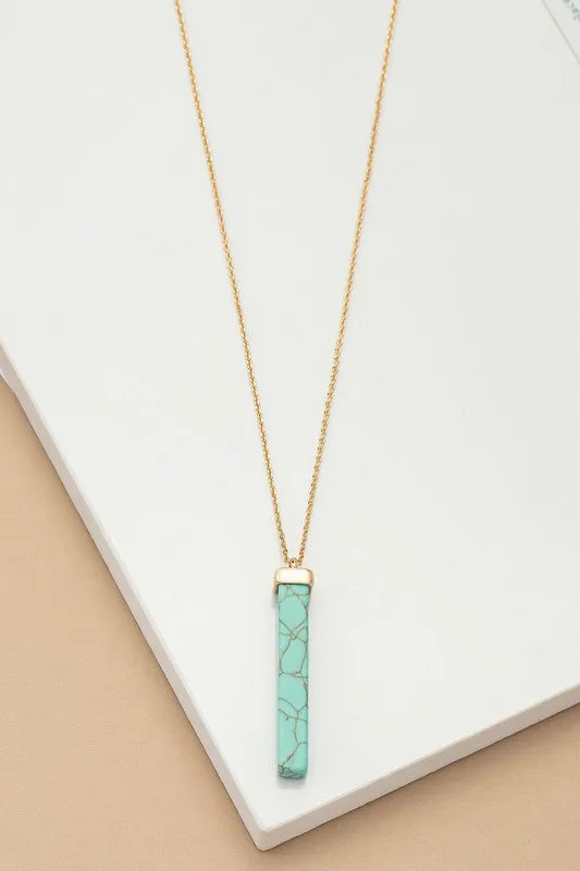 Crush Long Bar Stone Pendant Necklace