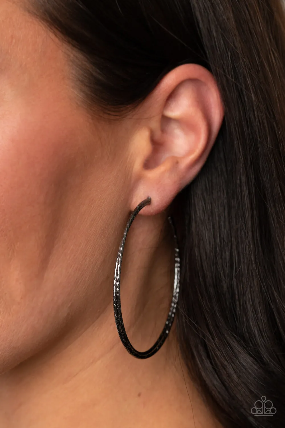 Curved Couture - Black Hoop Earring