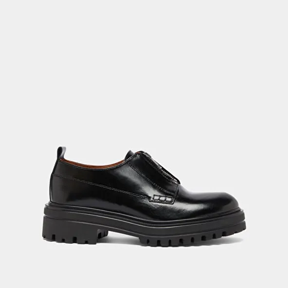 Derbies with zips and notched soles in black leather