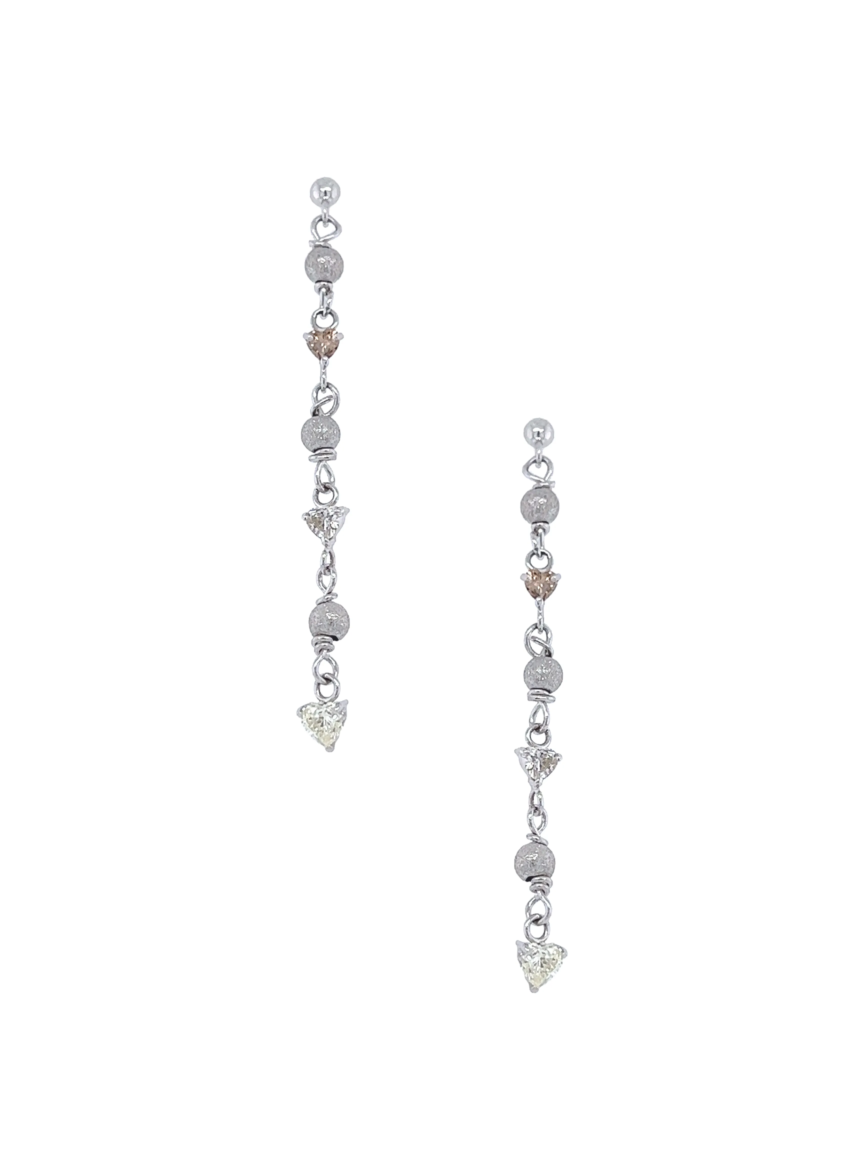 Diamond and White Gold Long Earrings