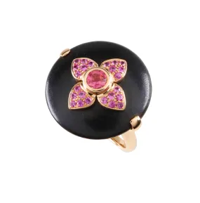 Ebony, Pink Tourmaline and Sapphire Dress Ring