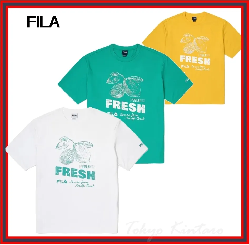 FILA  |Unisex Street Style Cotton T-Shirts