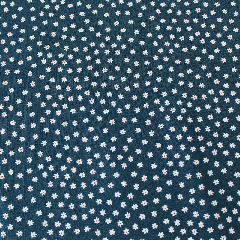 Floral Printed Cotton - Petrol Blue - Quant