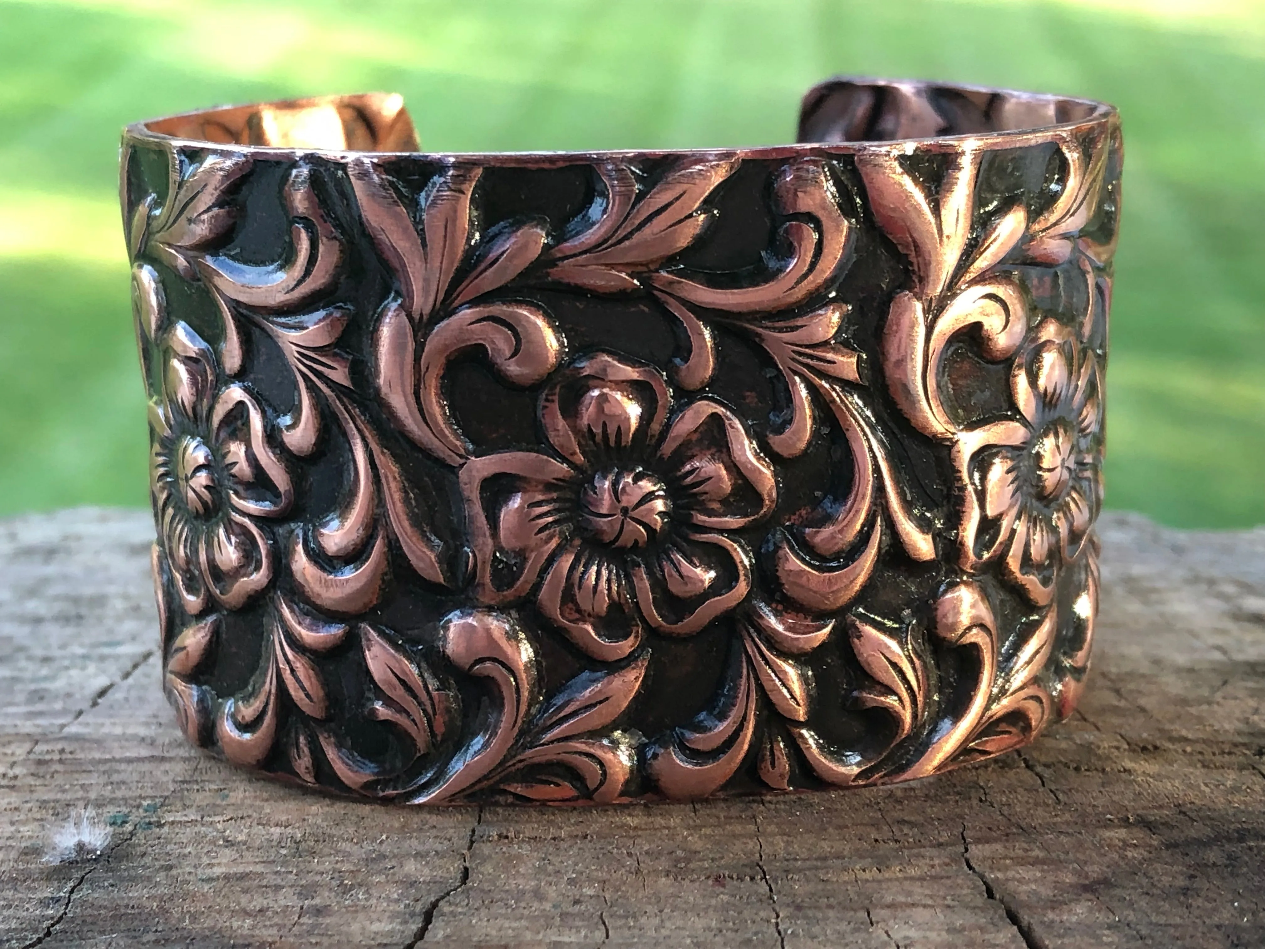 Floral Web Copper Cuff