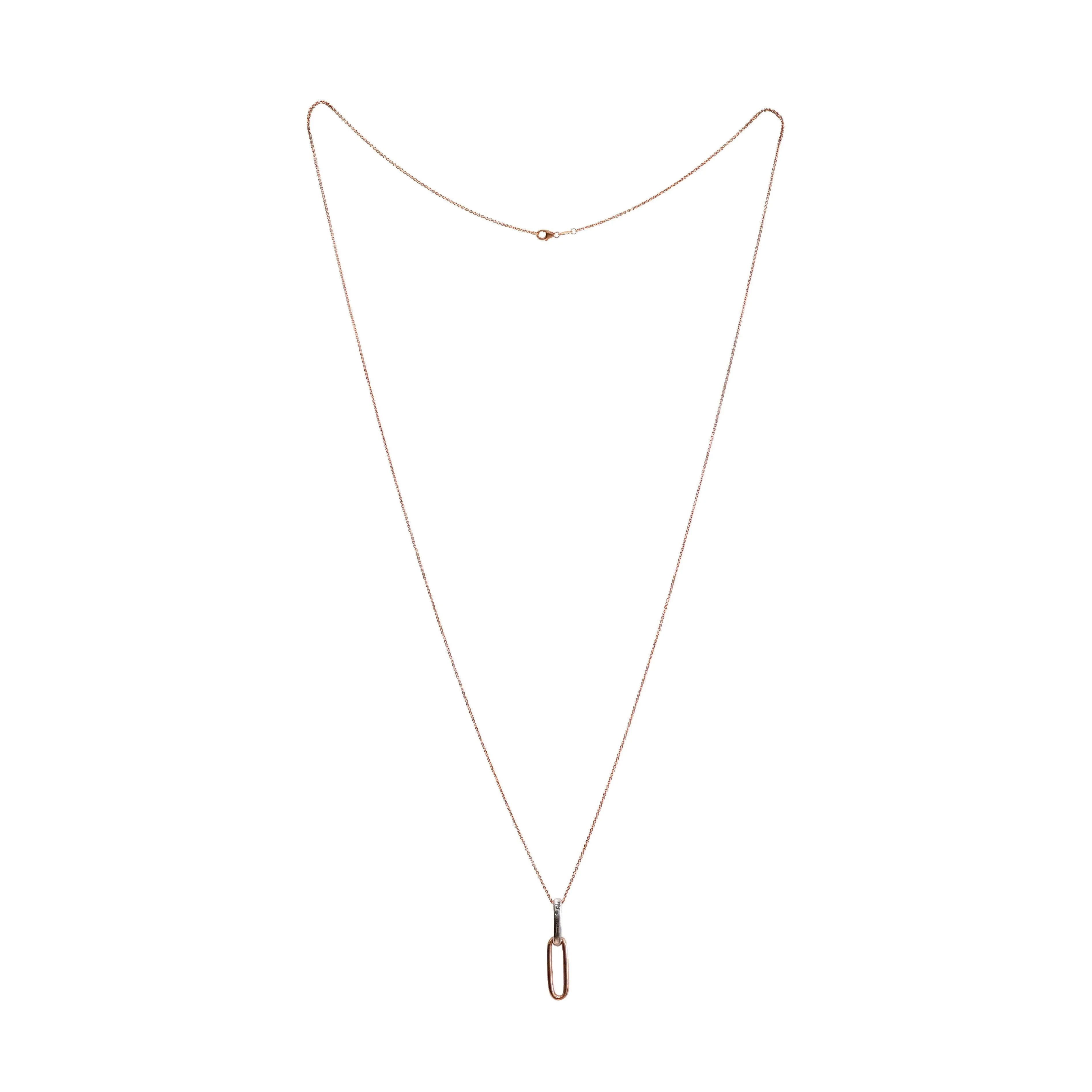 Forever Chic Rhodium and Rose Gold 2 Link Necklace w/ Extra Long Chain