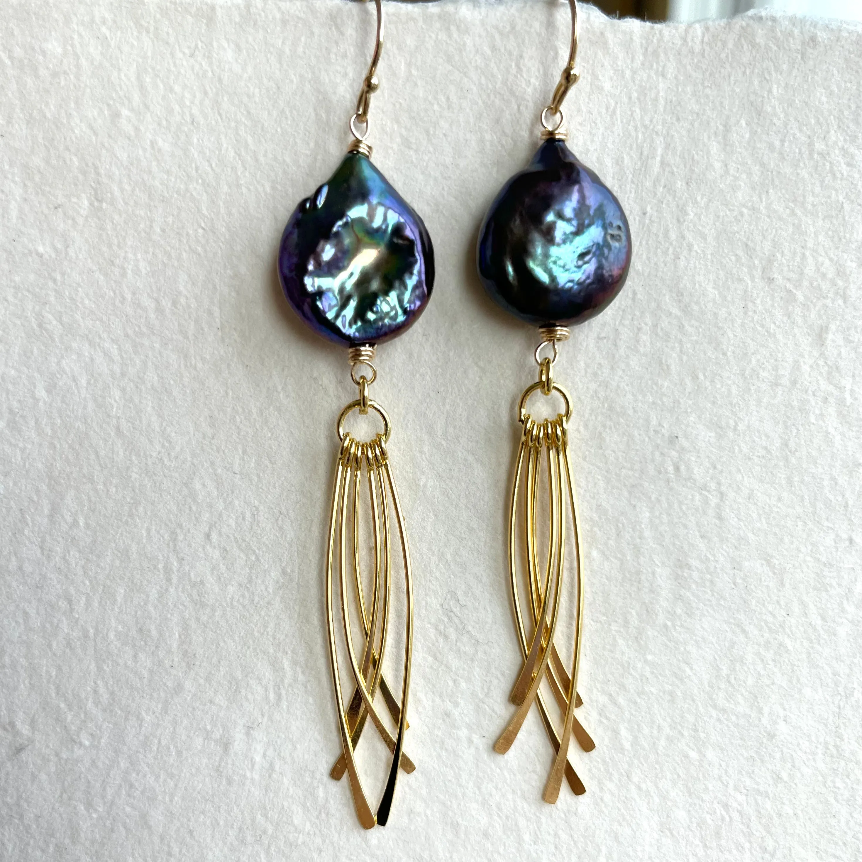 Freshwater Peacock Pearl Tassel Earrings