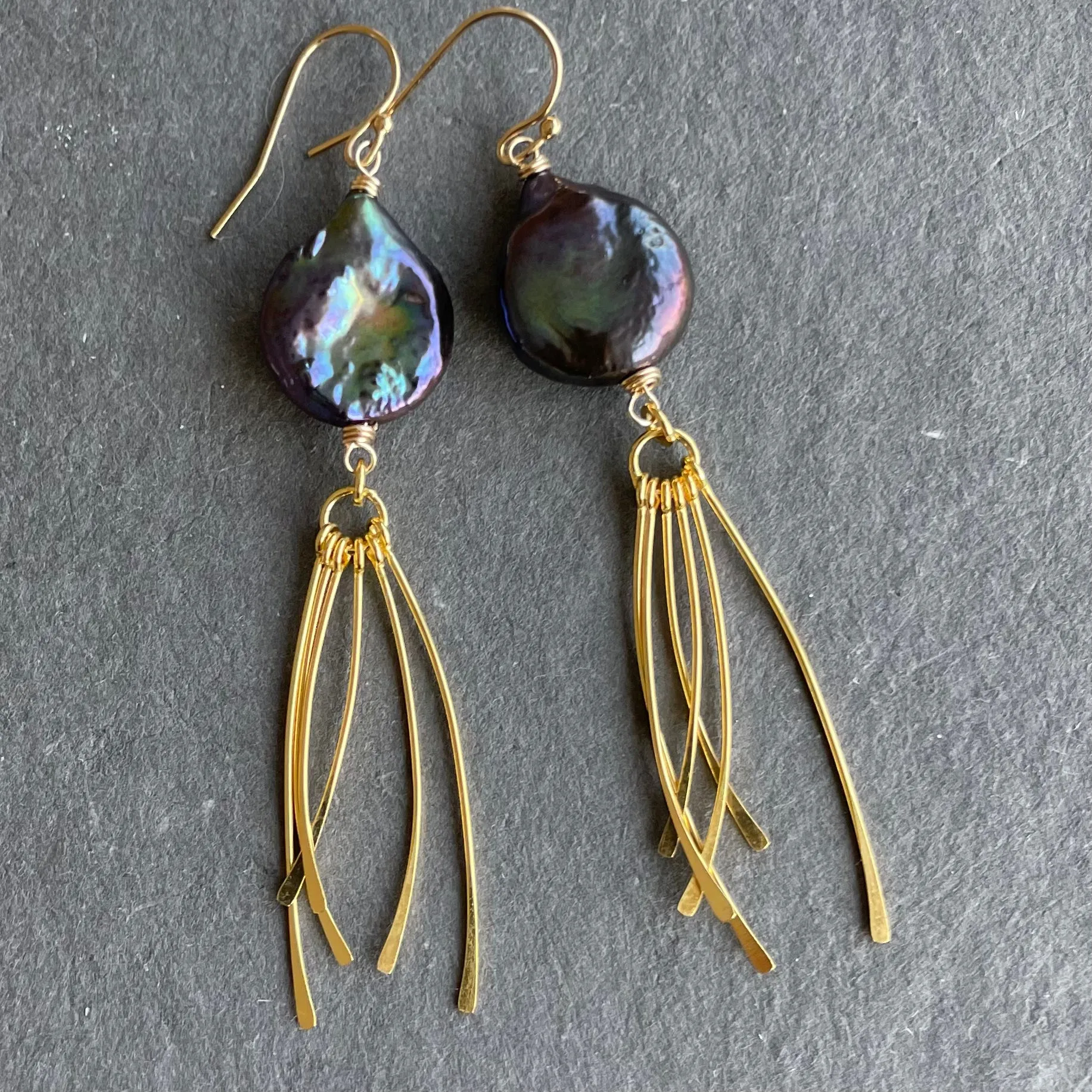 Freshwater Peacock Pearl Tassel Earrings