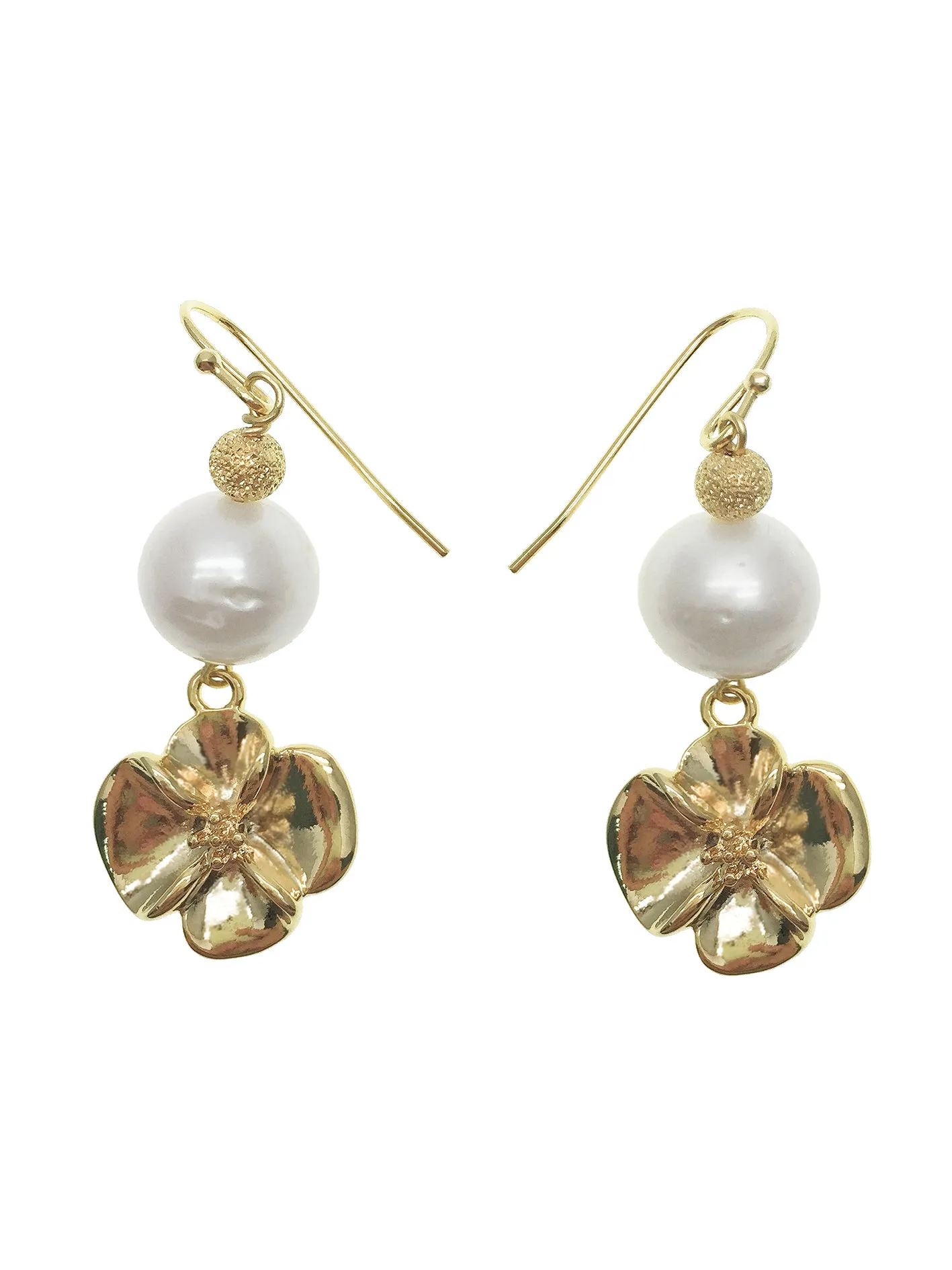 Freshwater Pearls Floral Blossom Dangle Earrings ME124B