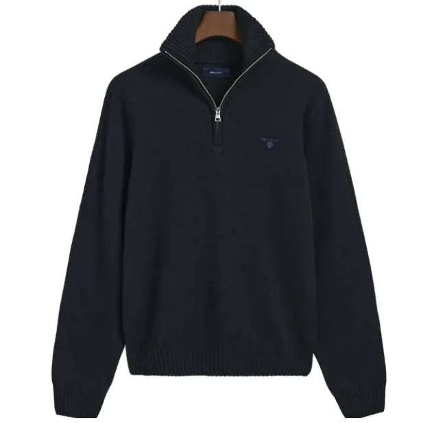 Gant 324170 Mens Brushed Wool Halfzip Jersey Top Dark Blue