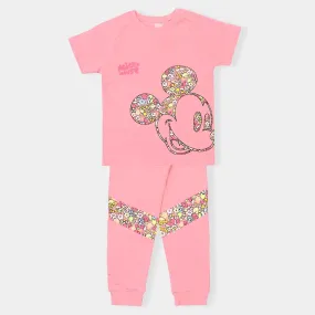 Girls Jersey/Terry 2 Piece Suit Mickey-Candy Pink