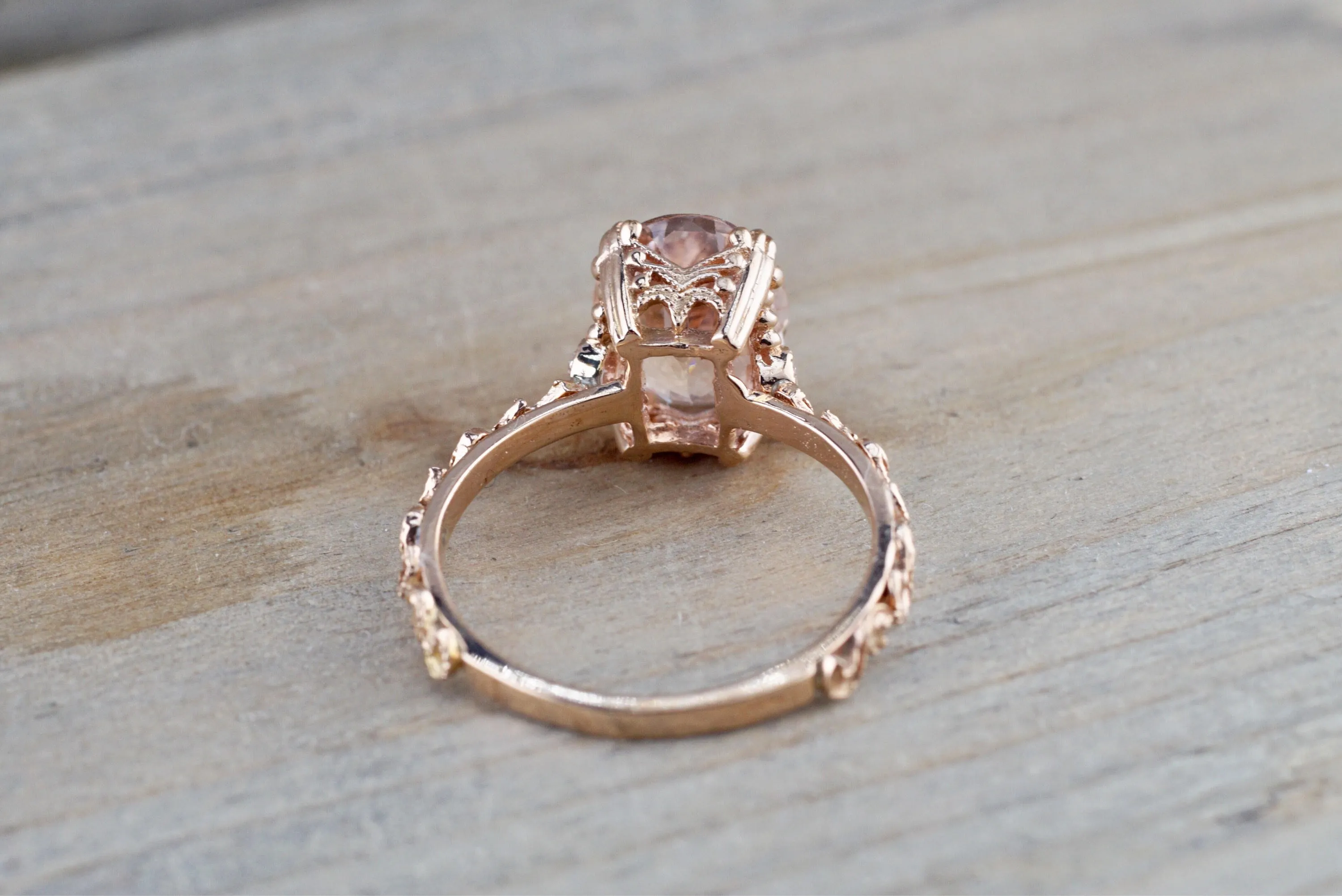 Gold Diamond Morganite Engagement Ring Floral M3068