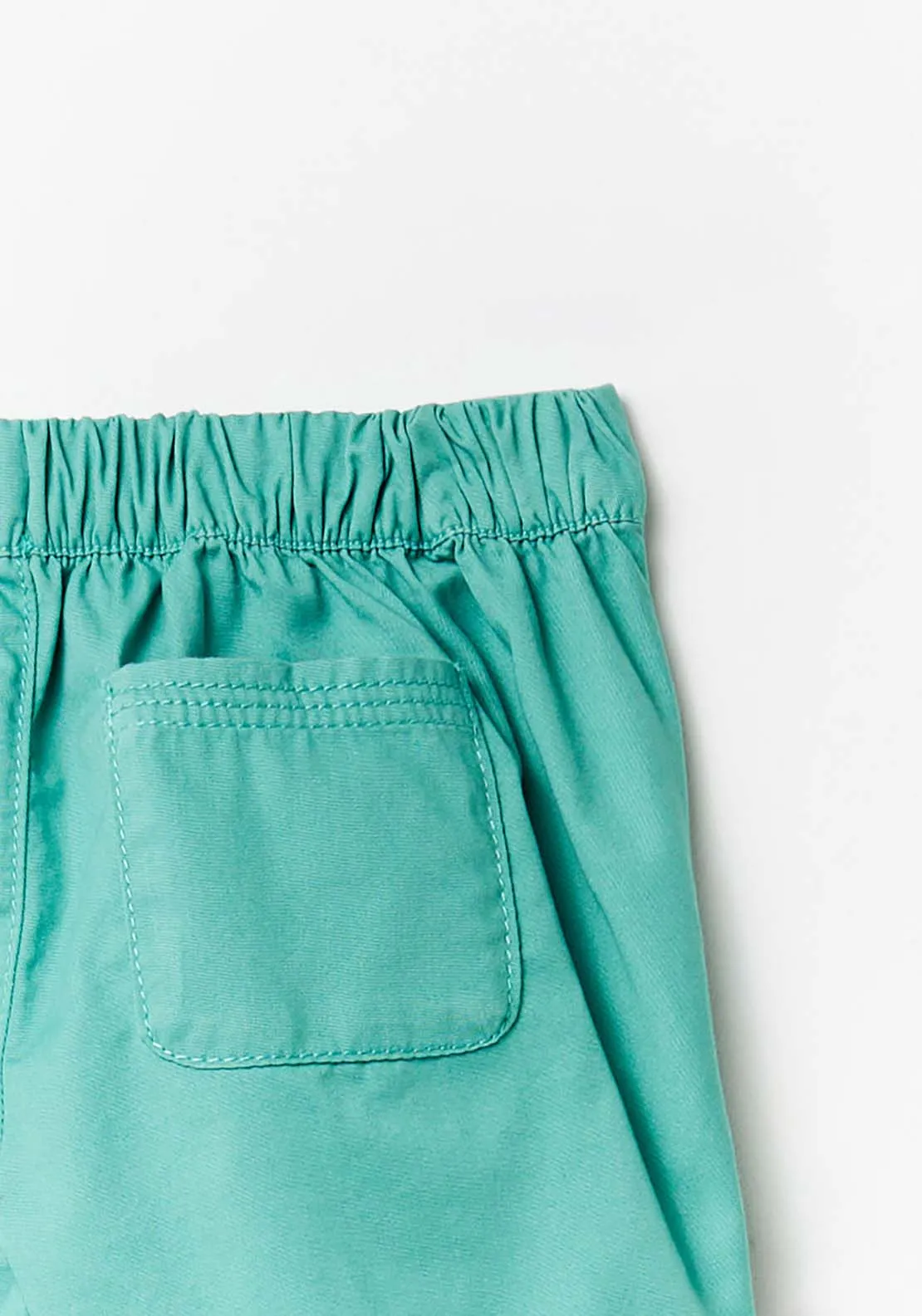 Green Plain Twill Shorts - Green