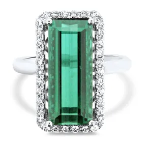 Green Tourmaline and Diamond Ring