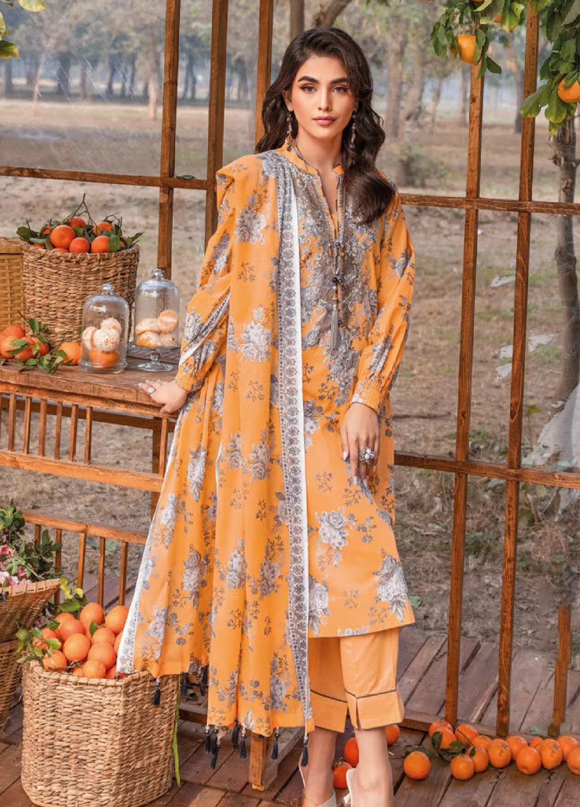 Gul Ahmed Embroidered Lawn Unstitched 3 Piece Suit - GA24EL CL-42090