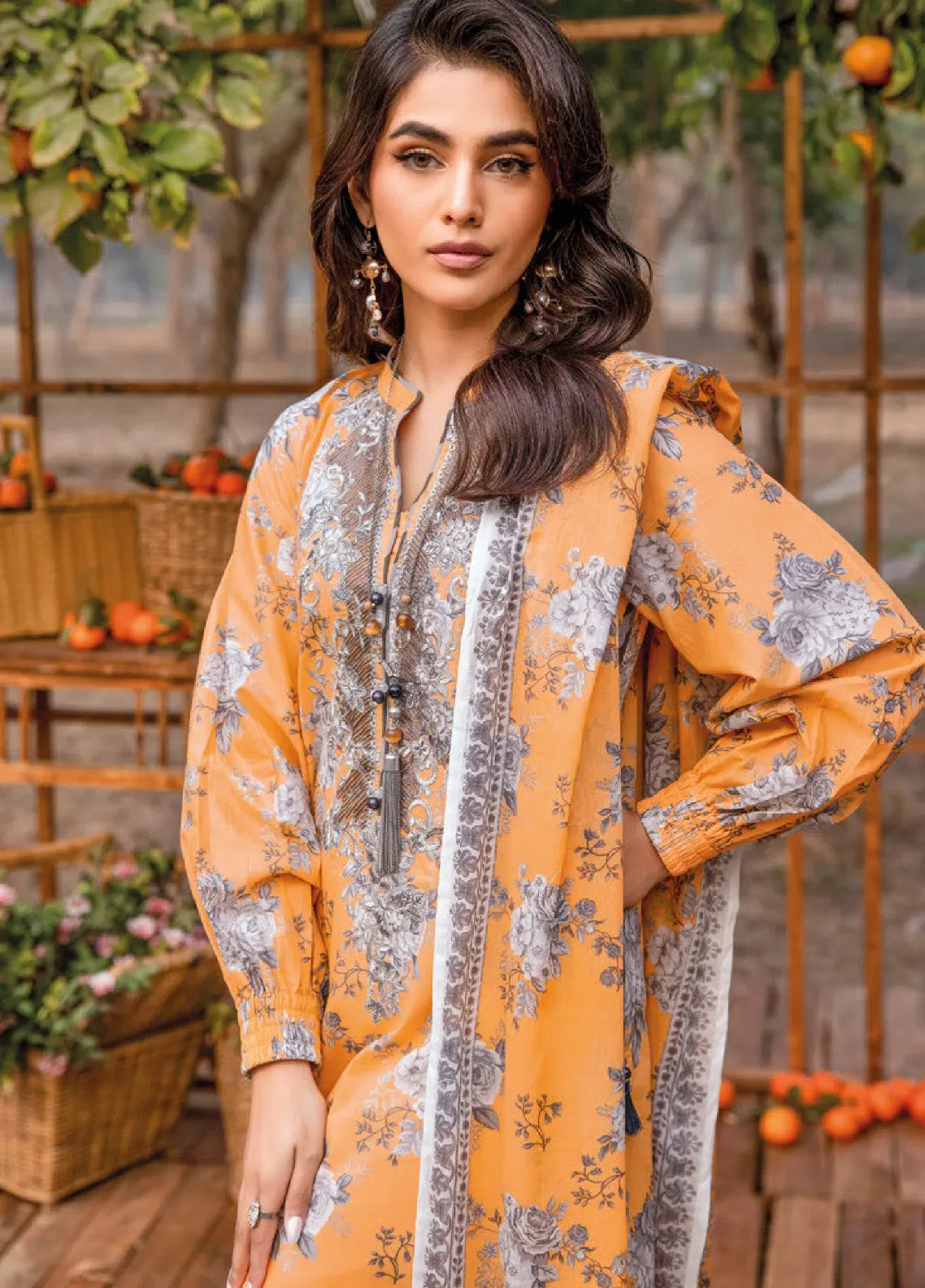 Gul Ahmed Embroidered Lawn Unstitched 3 Piece Suit - GA24EL CL-42090