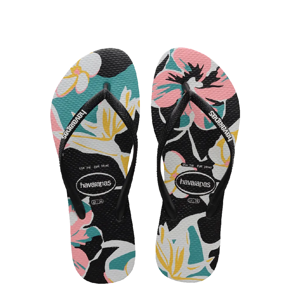 Havaiana Slim Print Floral Girls Thongs