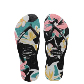 Havaiana Slim Print Floral Girls Thongs