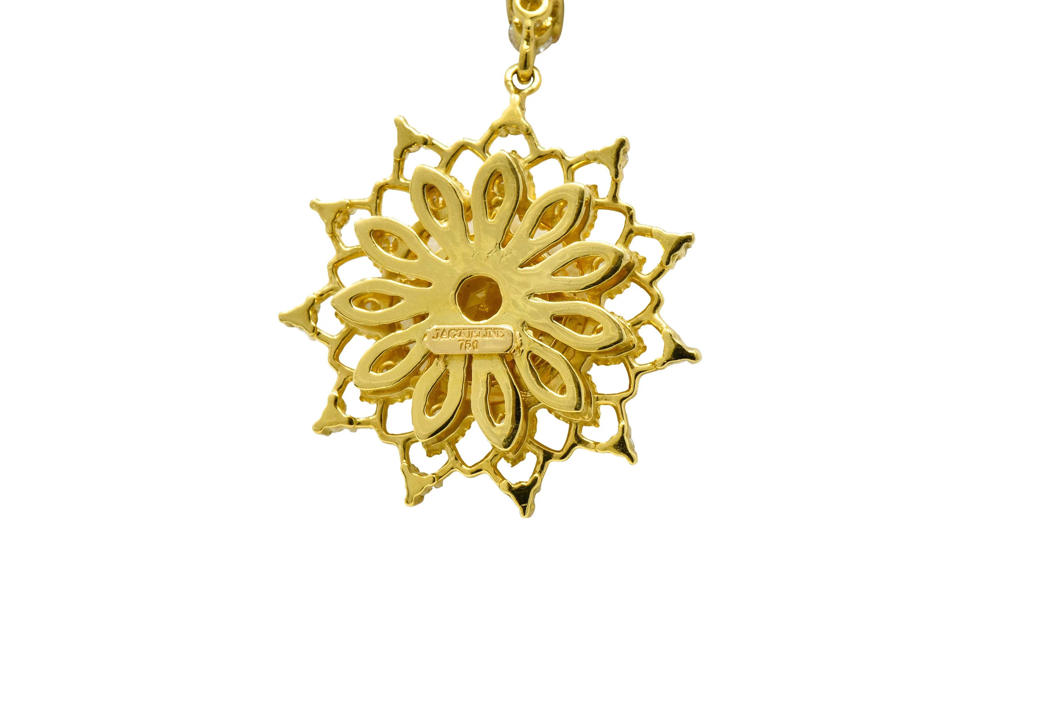 Heliodor Golden Beryl Diamond 18 Karat Gold Floral Burst Necklace