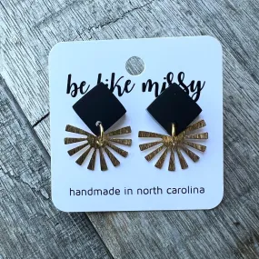 Hey Sunshine - Matte Black - Brass & Acrylic Earrings