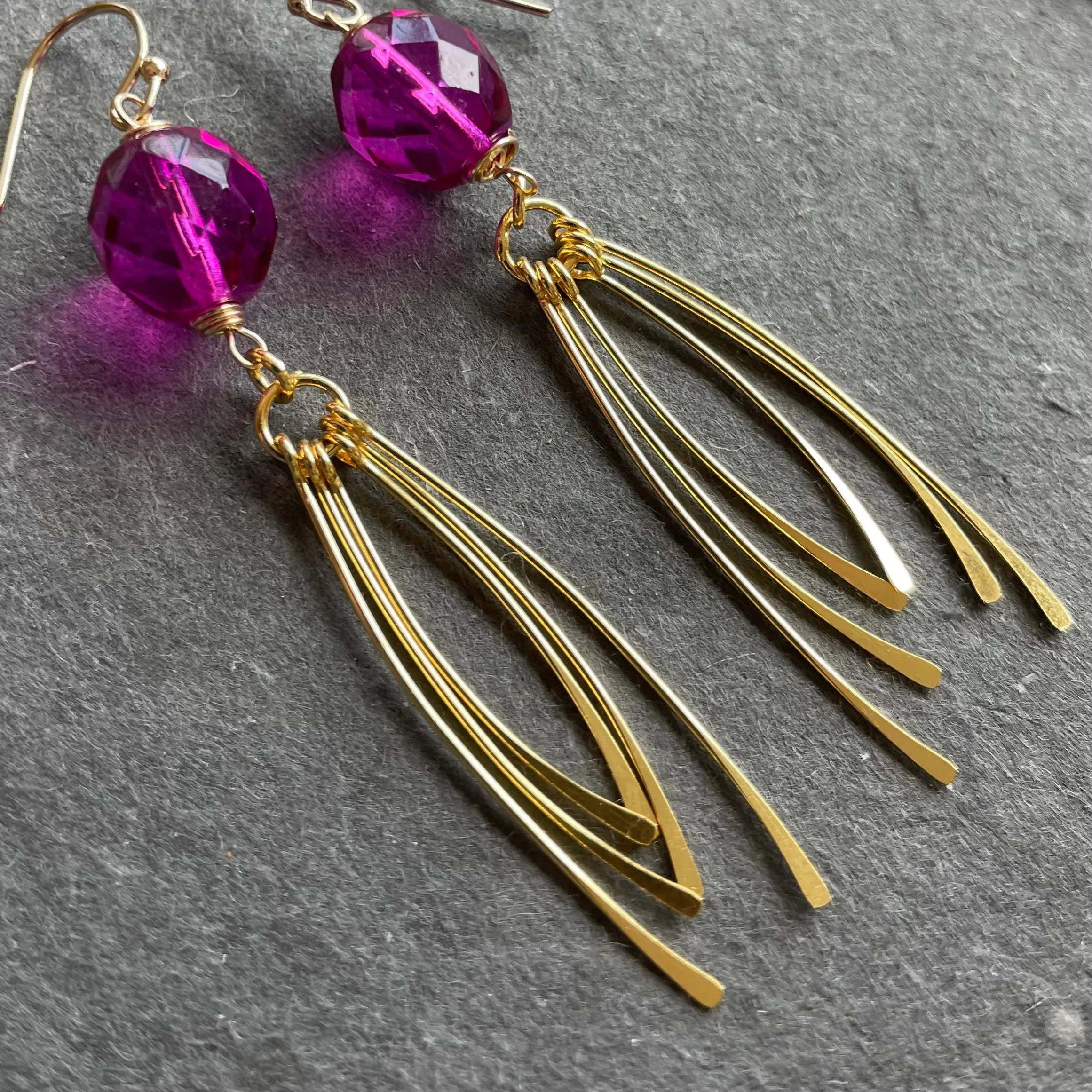 Hot Pink Tassel Earrings