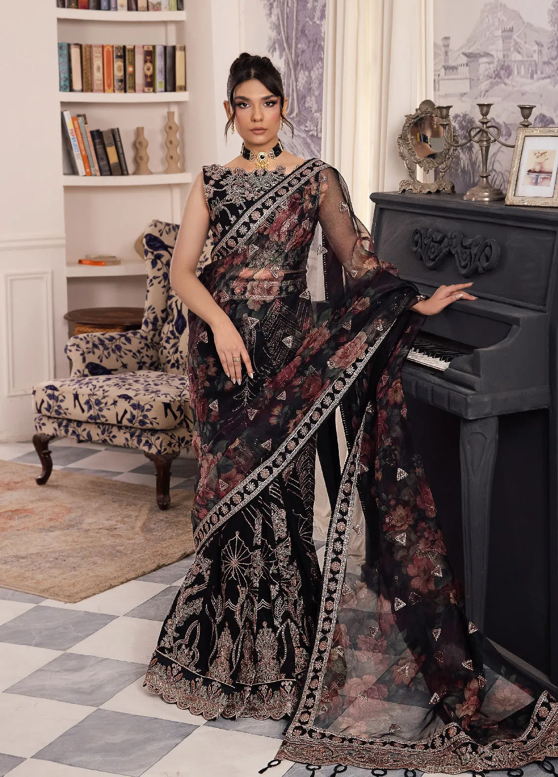 Iznik Chinon Embroidered Chiffon Unstitched 3 Piece Suit - IZ24CC 32 KIAH