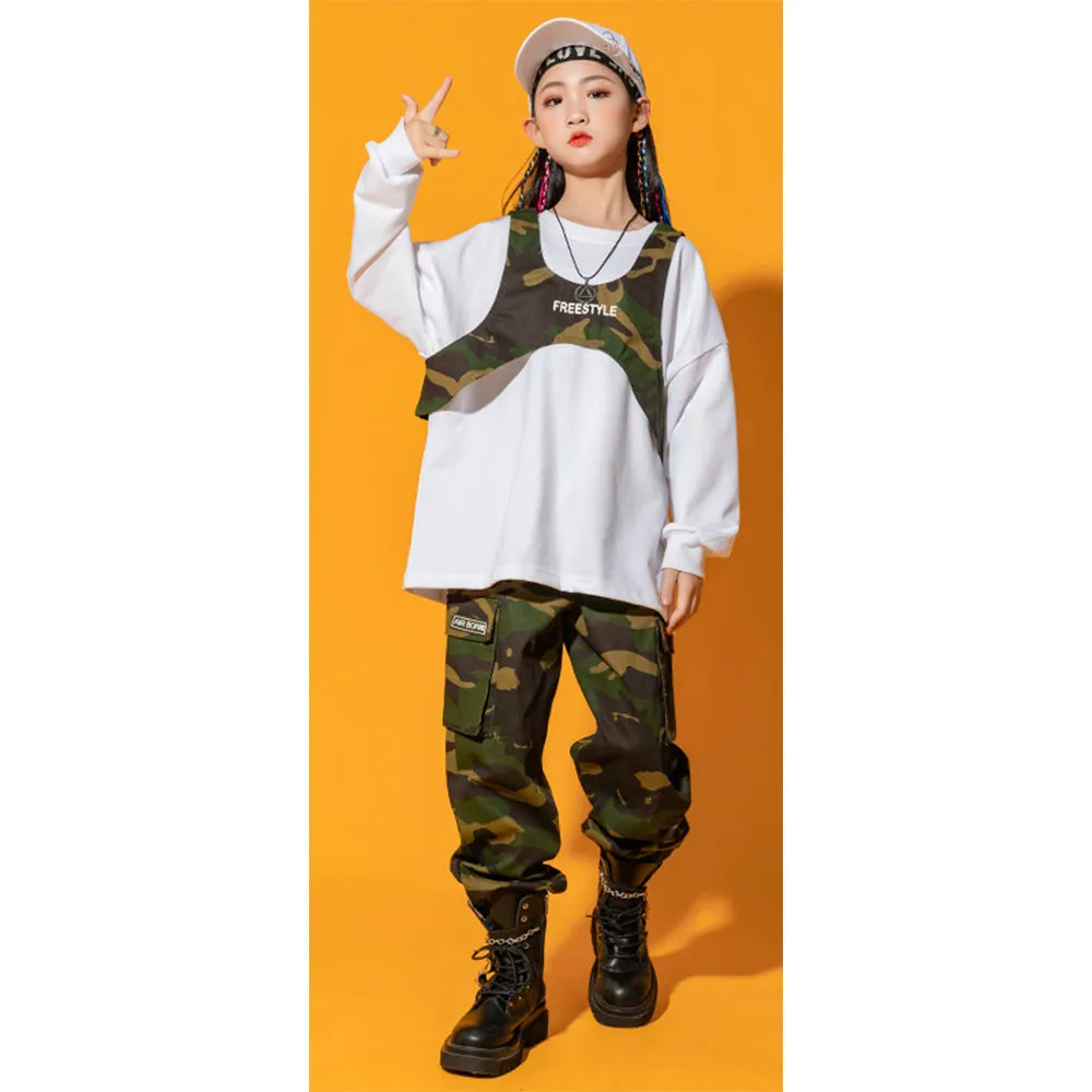 Jazz Dance Costumes For Girls Fashion Hiphop Suit Children Street Dance Outfits Modern Dance Hip Hop Rave Clothes