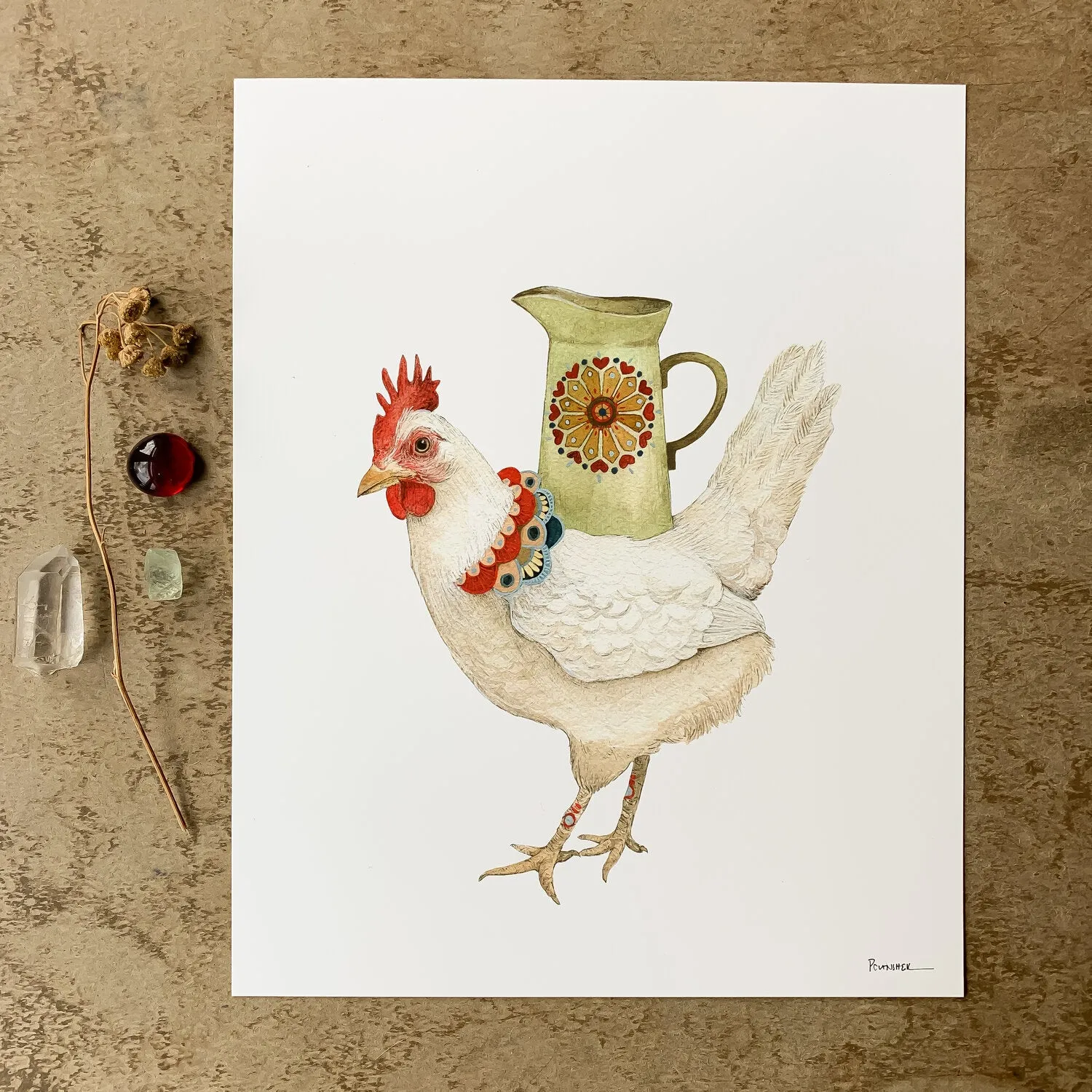 Jen and The Hen's Pitcher 8x10 Print