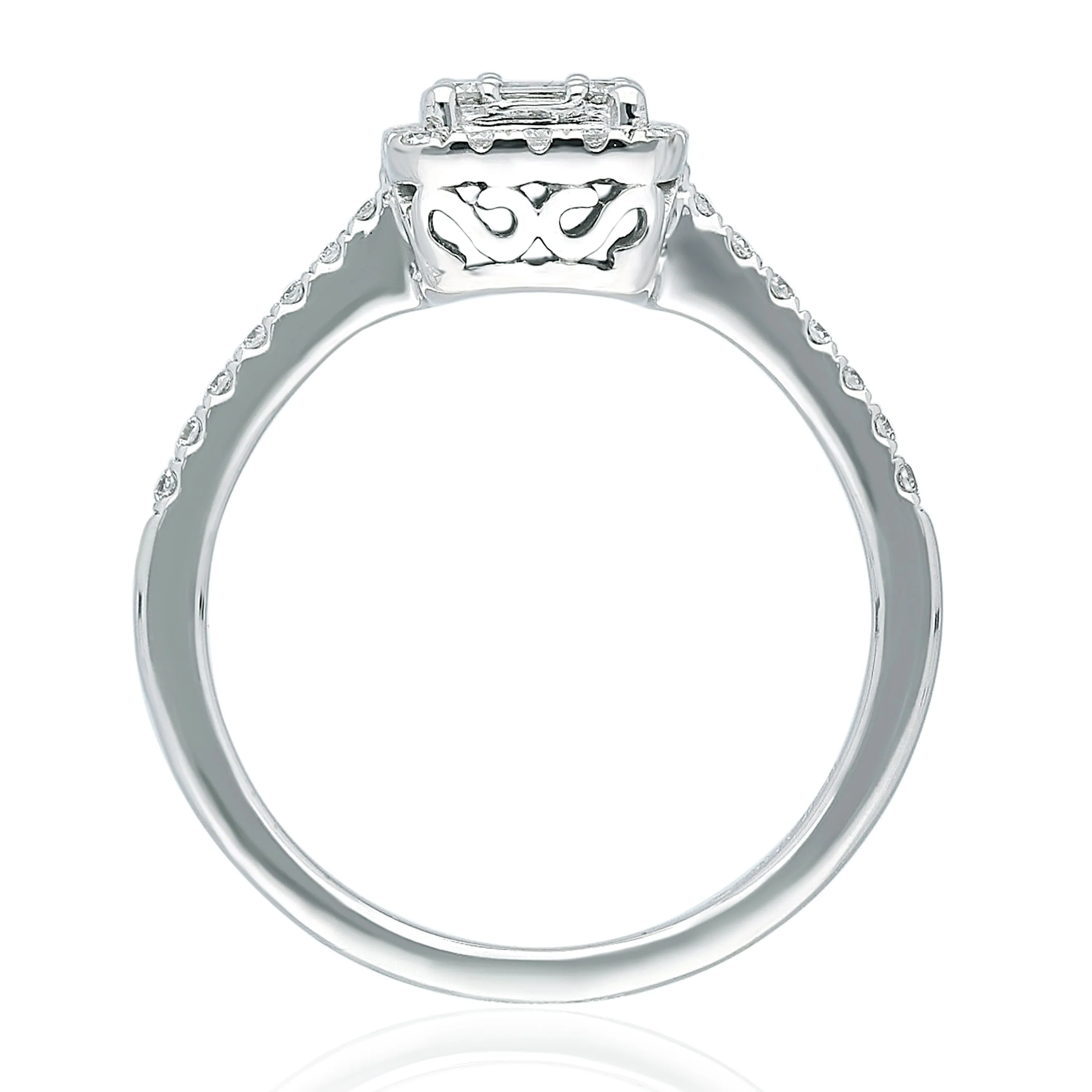 Kallati Legendary Cushion Shape Diamond Engagement Ring in 14K White Gold