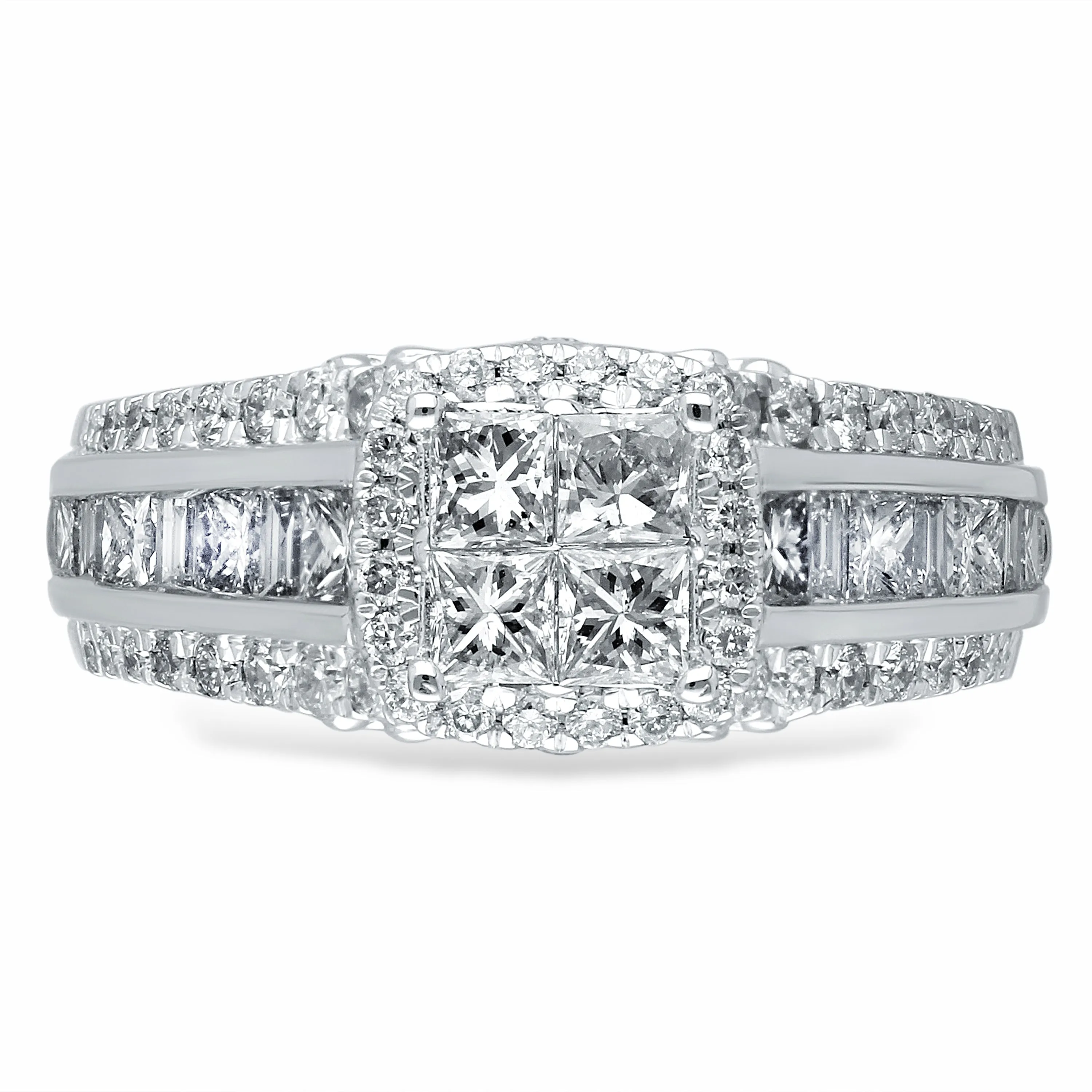 Kallati Legendary Princess Shape Diamond Engagement Ring in 14K White Gold