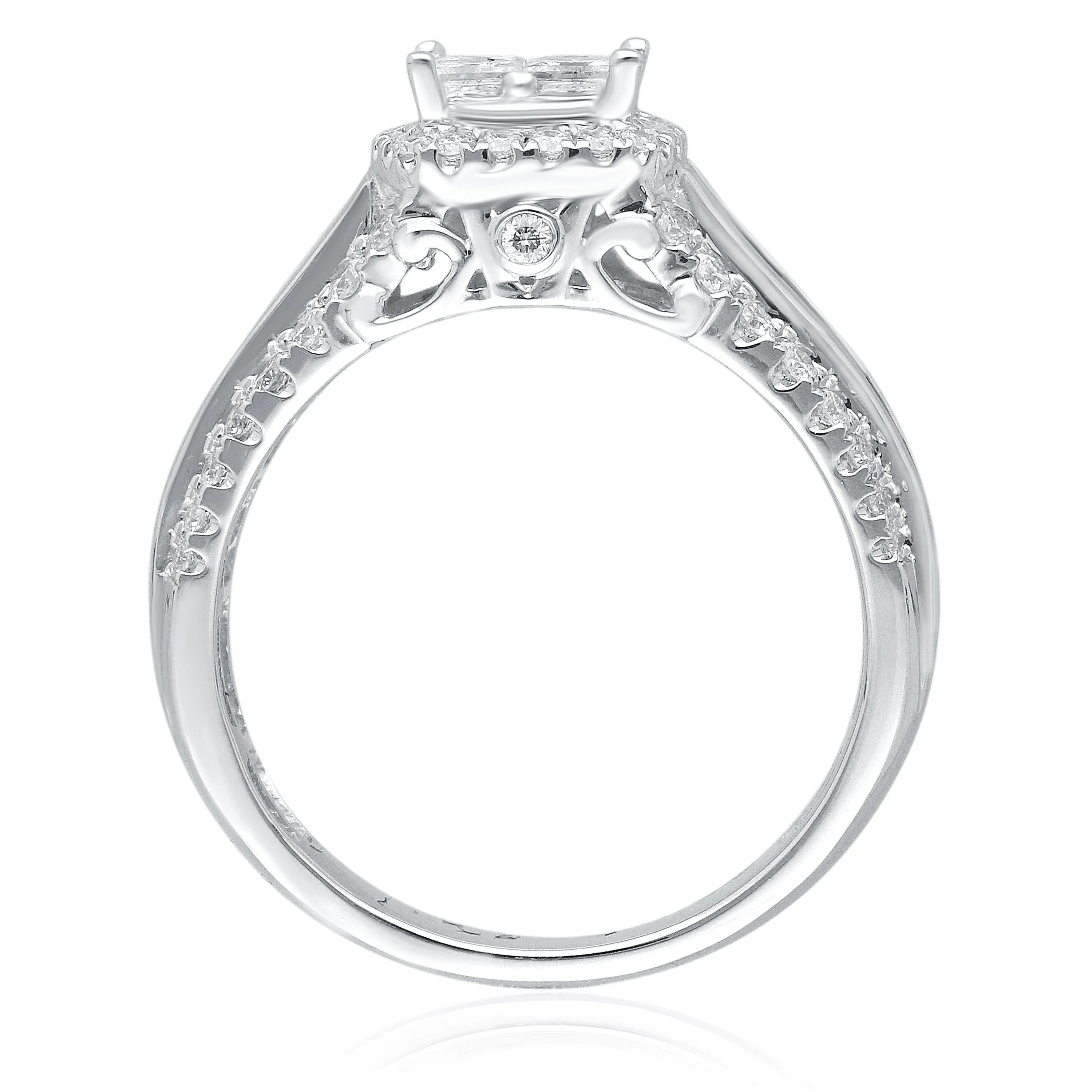 Kallati Legendary Princess Shape Diamond Engagement Ring in 14K White Gold