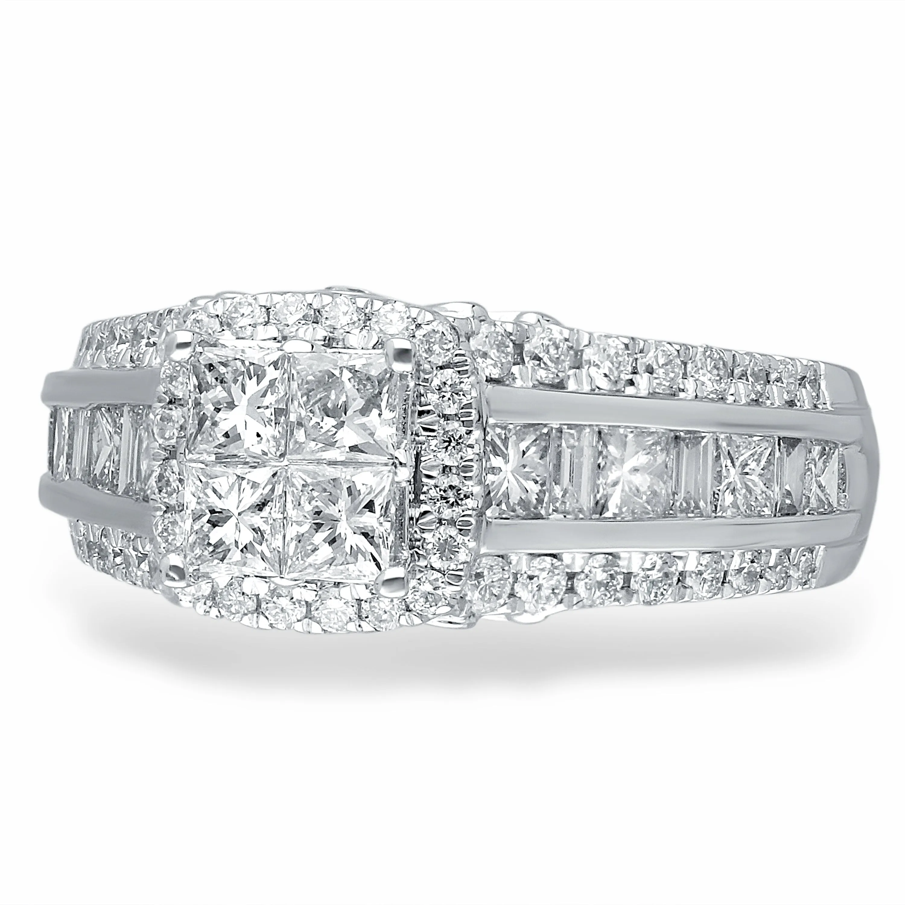 Kallati Legendary Princess Shape Diamond Engagement Ring in 14K White Gold