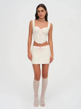 Kelsey Crochet Mini Skirt in Cream