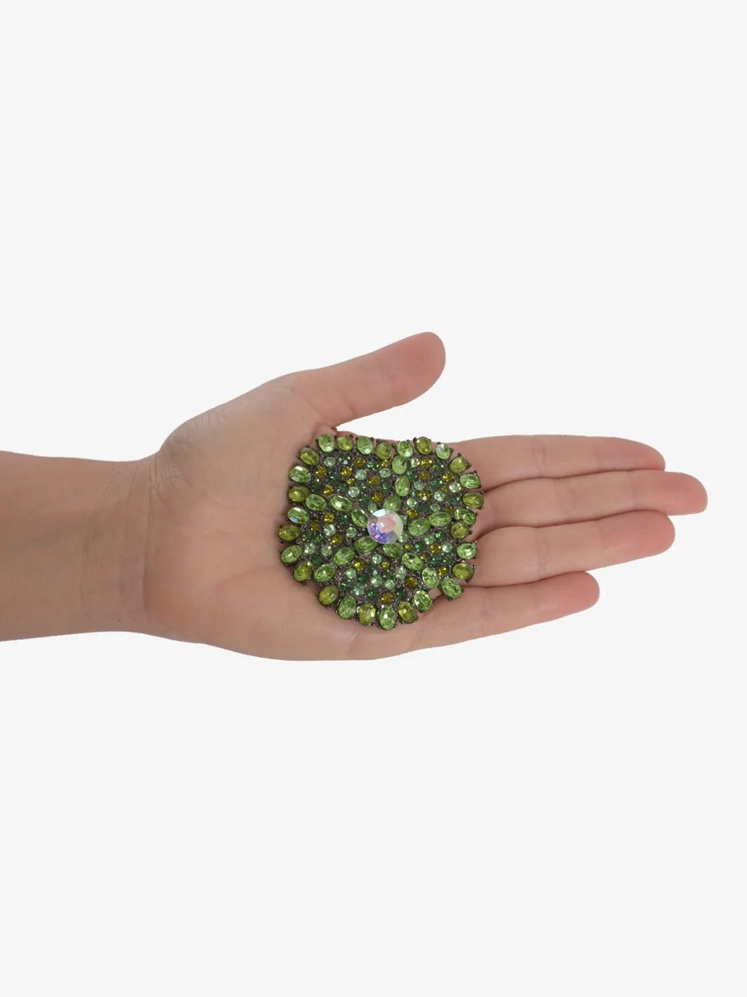 Kenneth Jay Lane Green Flower Rhinestones Brooch