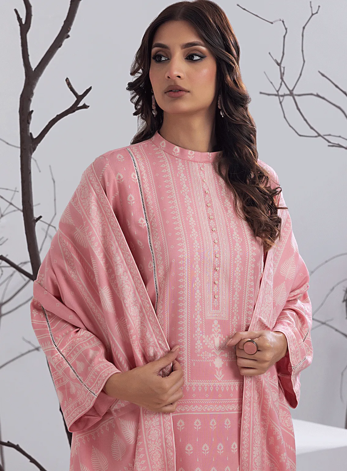 Lakhany Printed Cashmi Vool Unstitched 3 Piece Suit - LSM23CV LG-RM-0027-A