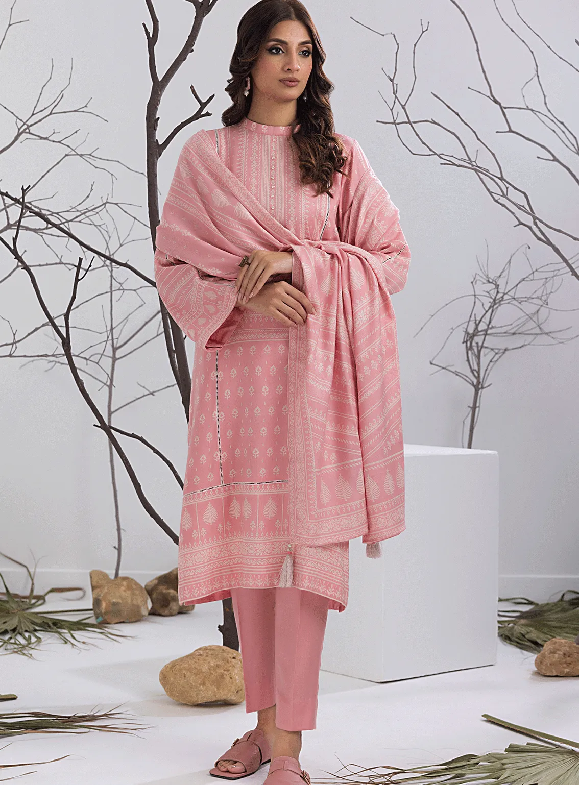 Lakhany Printed Cashmi Vool Unstitched 3 Piece Suit - LSM23CV LG-RM-0027-A