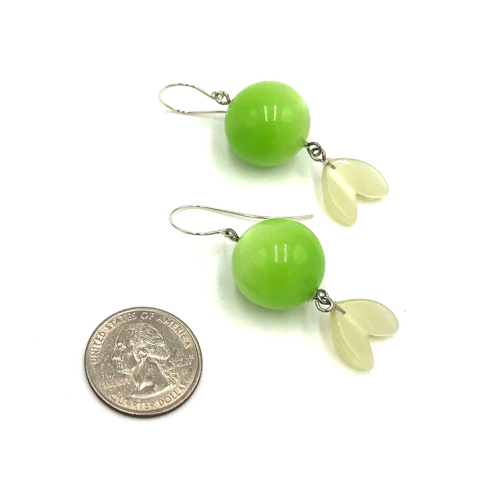 Lime Green & Light Sage Green Moonglow Statement Earrings