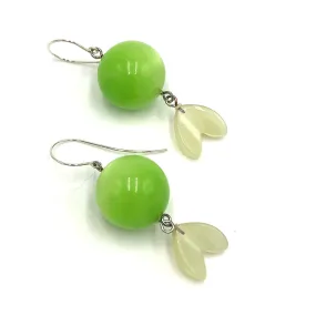 Lime Green & Light Sage Green Moonglow Statement Earrings