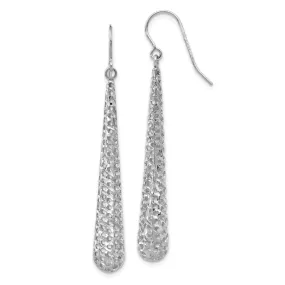 Long Cutout Teardrop Dangle Earrings in 14k White Gold, 51mm (2 Inch)