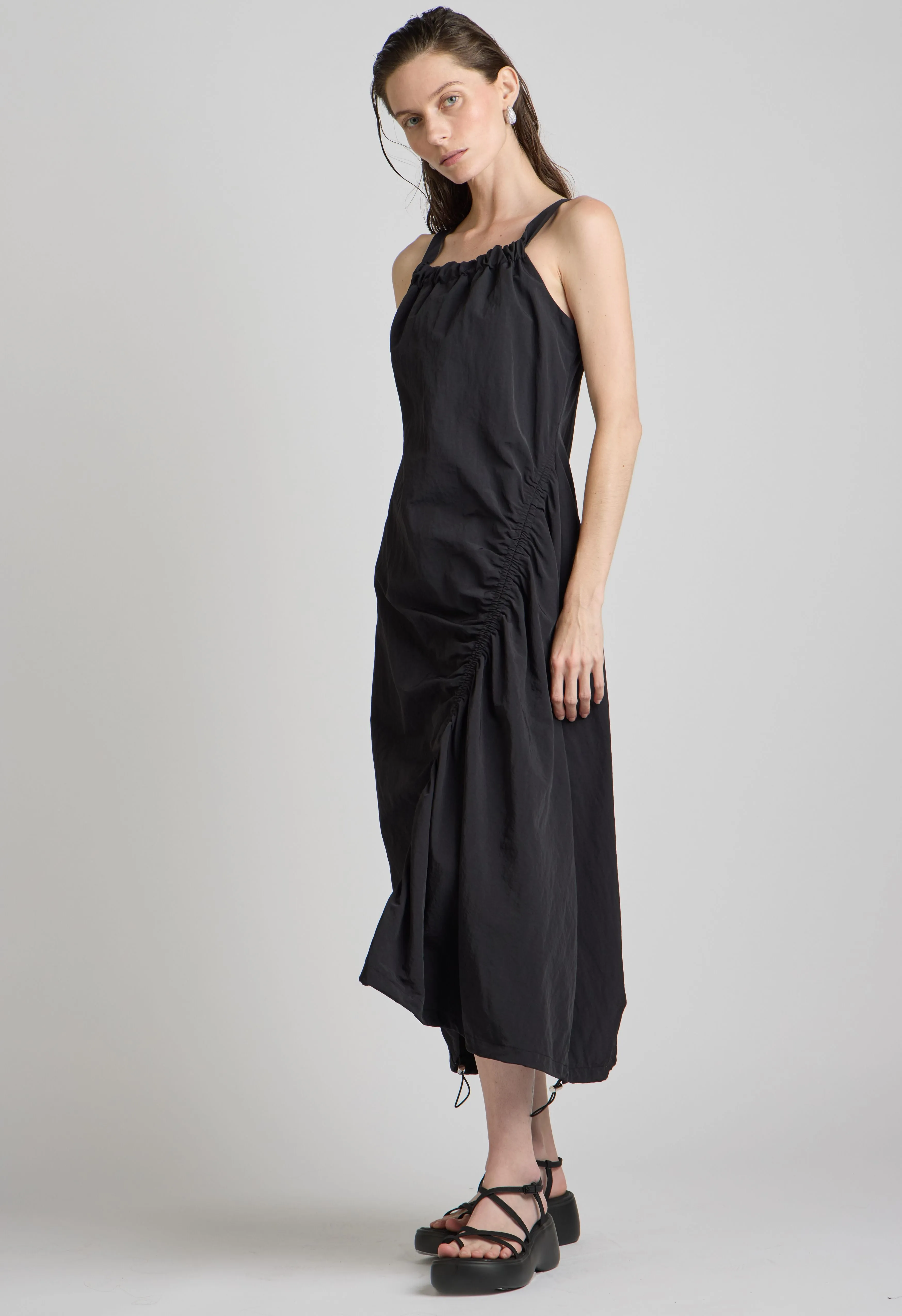 Long Parachute Dress In Black