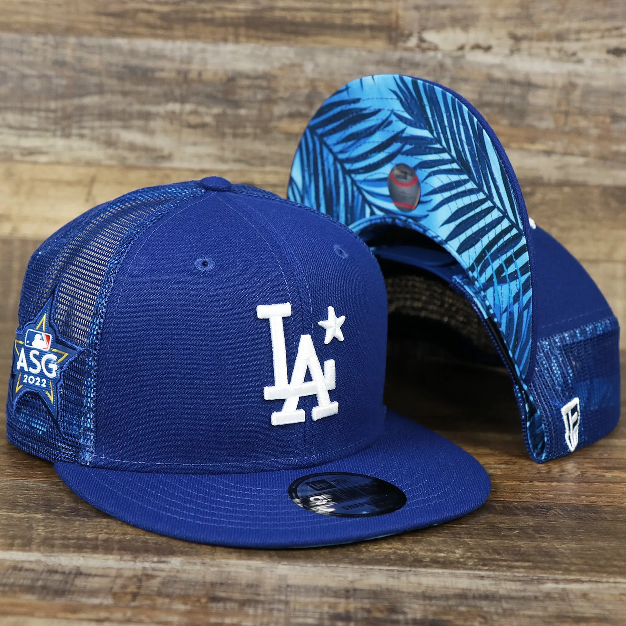 Los Angeles Dodgers Metallic All Star Game MLB 2022 Side Patch 9Fifty Mesh Snapback | ASG 2022 Royal Blue Trucker Hat