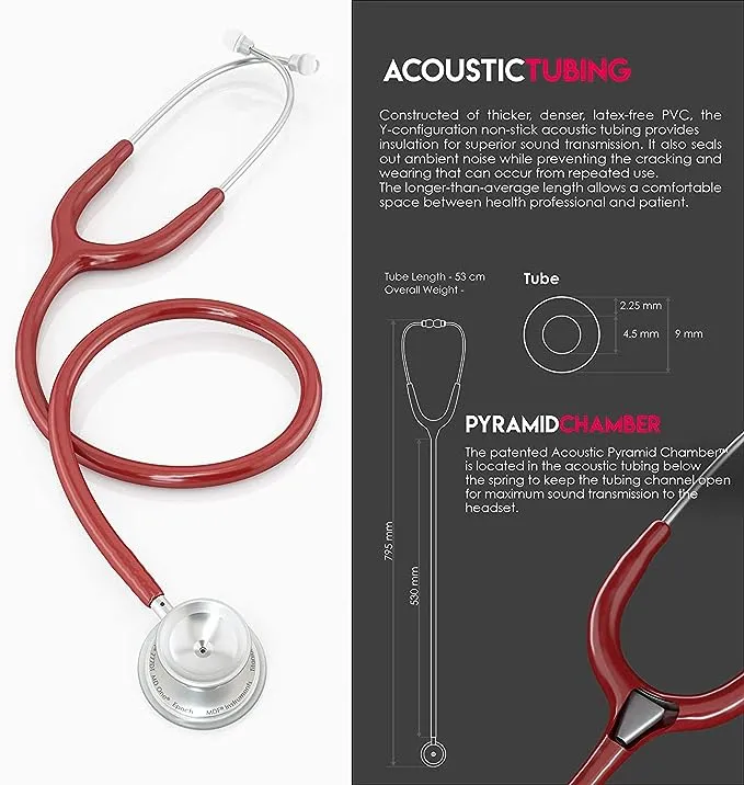 MDF MD One Epoch Lightweight Titanium Stethoscope - Burgundy