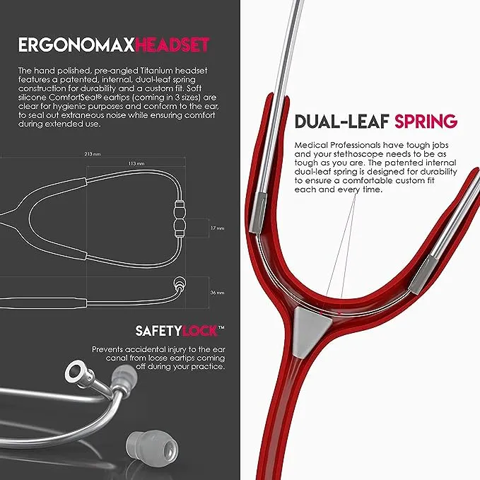 MDF MD One Epoch Lightweight Titanium Stethoscope - Burgundy