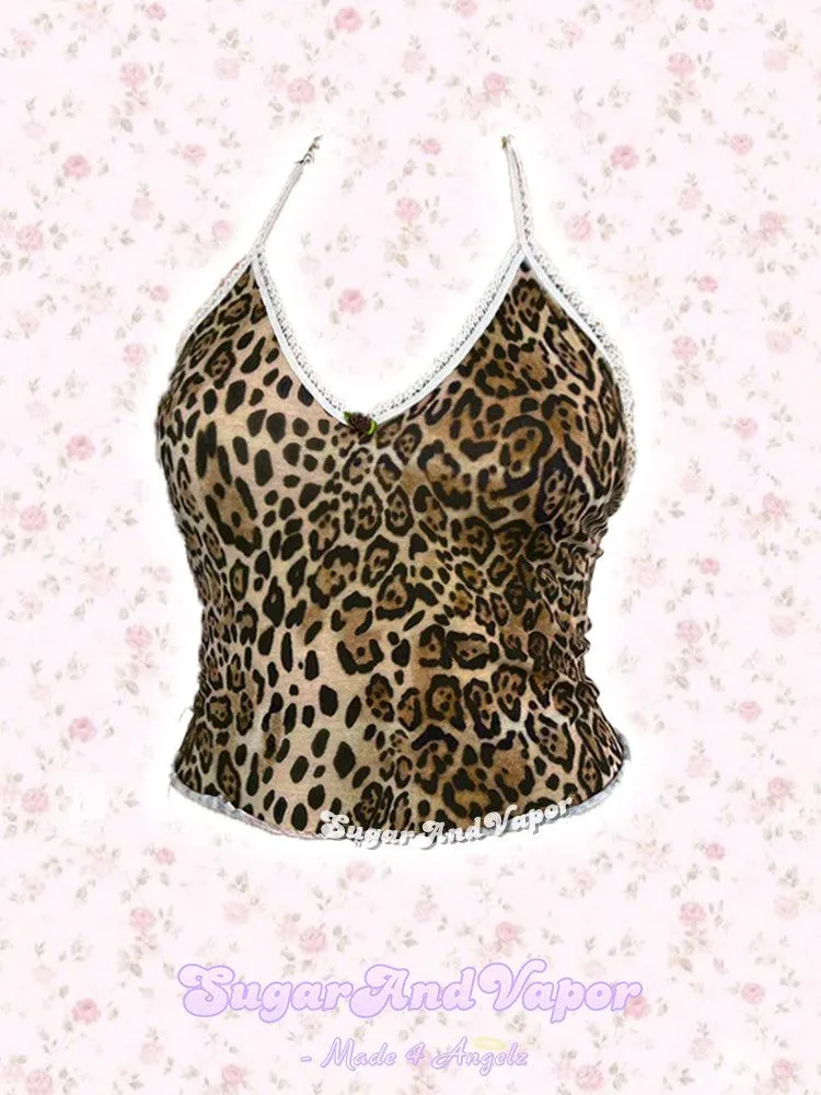 Melisande Leopard Halter Crop Top